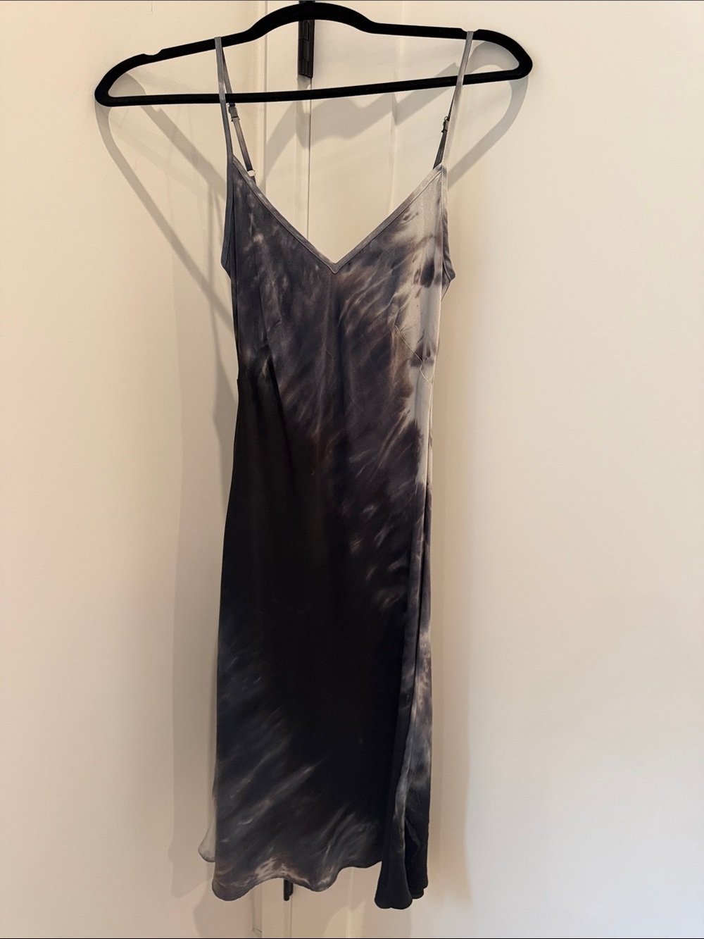 Silky Grey-Black Washable Slip Dress with Adjustable Straps
